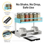iSPECLE 2 Pack Pull Out Spice Rack - Rotate Peel and Stick No-Drill Vertical Spice Rack Organizer for Cabinet Easy Access Spices, Adjust Height for 4oz to 8oz Spice Jars, Fits Small Pantry Cabinet - color: 2-Pack White