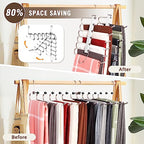 HUITEM Space Saving 6 Tier Pant Hangers, Anti-Slip, Lightweight, Stainless Steel, 2 Pack, White - color: White, size: 2 Pack