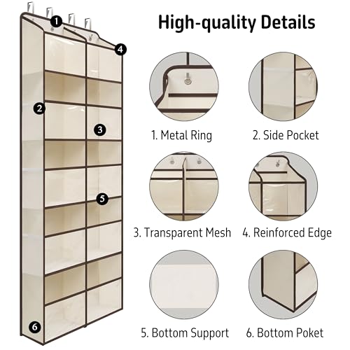 Giraffe Creation Over Door Hanging Organizer with 10 Large Capacity Pockets, Ideal Storage for Closet, Bathroom, Nursery, Bedroom, Dorm, Toys, Cosmetics, and Baby Essentials, White - color: Double White