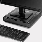 Mind Reader Monitor Stand, Ventilated Laptop Riser, Desktop Organizer, Storage, Metal Mesh, 13.25"L x 12.5"W x 3"H, Black