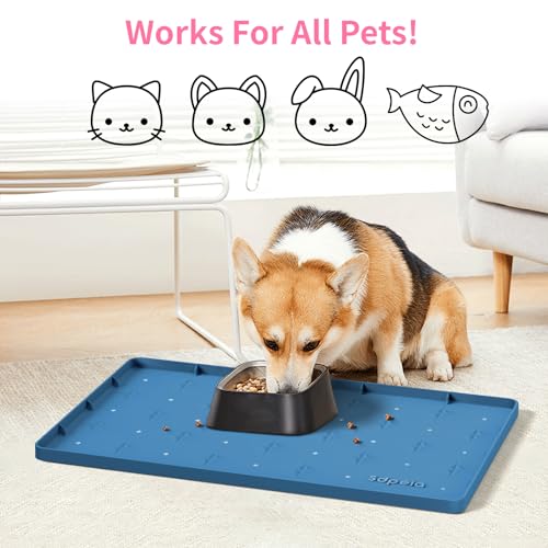 Sdpeia Under Sink Mat 22"×14" Waterproof Silicone Cabinet Liner & Sink Protector for Kitchen & Bathroom, Multi-Purpose Organizers Tray for Pets, Laundry, Cat Litter Mat - color: Ocean Blue, size: 14"W x 22"L