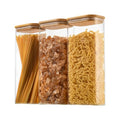 D2scrma 71oz Rectangle Airtight Glass Storage Containers with Bamboo Lids (Set of 3), Square Food Storage Jar, Pantry Organizers for Sugar, Flour, Spaghetti and Coffee beans (‎with Black Lable)