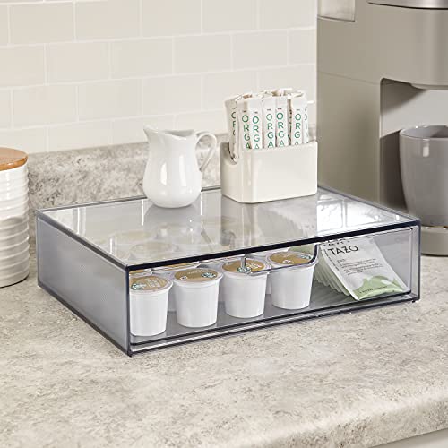 STORi STAX Plastic Stackable Organizer Drawer in Grey | 12.5-inches Wide | Organize Office Desk Accessories and Sort Letter-Size Paper | Made in USA - color: Grey, size: Open 1pk