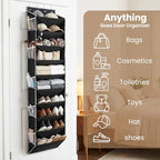 10-Tier Over The Door Organizer with 4 Anti-Scratch Silicone Hooks & 10 Side Pockets, Hanging Shoe Organizer for Closet (15-20 Pairs), Behind the Door Storage for Toys, Household Essentials