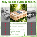 Livole Bamboo Under Bed Storage, 6-10 inches Height Adjustable Underbed Storage Containers, 92L XXXL Large Under Bed Storage Bins with Clear Lid & Label for Clothes, Blankets, Sweater, Shoes, 1 Pack - size: Expandable - 10"H