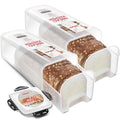 Tafura Bread Storage Container - 2 Pack BPA Free Plastic Bread Box with Ingeniously Tray - Airtight Container/Holder for Homemade Loaves and Baked Goods - color: Black - 2 Pack