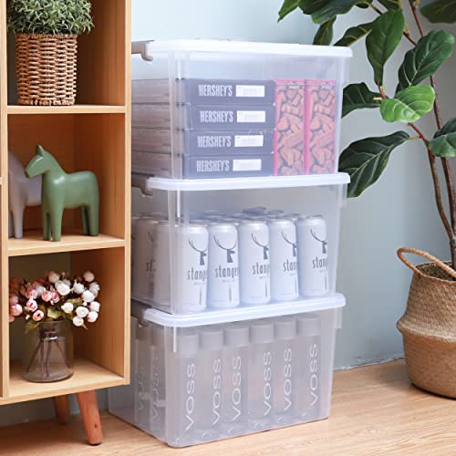 Citylife 6 Packs 32 QT Plastic Storage Bins with Lids Large Stackable Storage Containers for Organizing Clear Storage Box for Garage, Closet, Kitchen - size: 32 Qt - 6 Packs