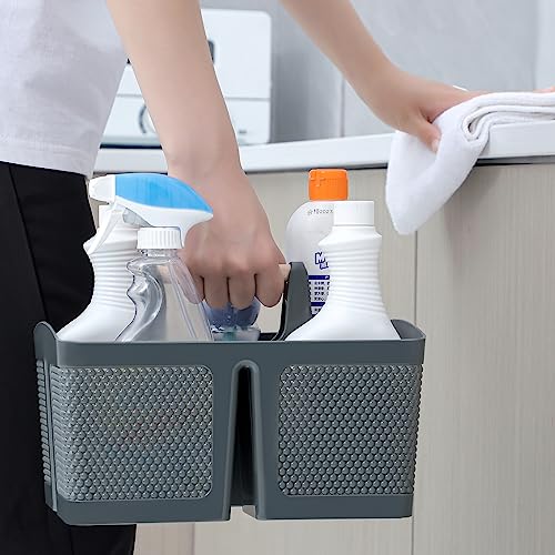 rejomiik Portable Shower Caddy Basket Plastic Cleaning Caddy Organizer Storage Tote with Handle for Bathroom, College, Dorm Room Essentials, Grey - color: Grey
