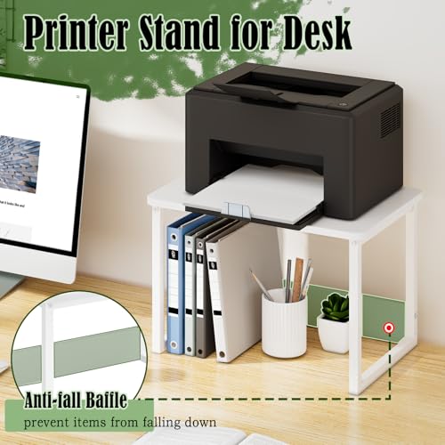MARTY Printer Stand with Storage for Desk, Desktop Printer Stand Shelf Organzier for Home/Office Heavy Duty Printer Riser Under Desk Small Printer Table for Fax Machine Copier Scanner(White) - color: White, size: 2 Tier