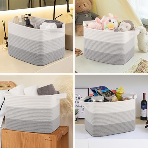 OIASKET Storage Baskets for Organizing, Woven Baskets for Shelves, Rectangle Decorative Organizer for Storage Clothes, Toy, Books, Towels Nursery Bins 3 Pack (Gradient Grey, 15.75"x11.8"x9.85") - color: Gradient Grey, size: 15.75"x11.8"x9.85"