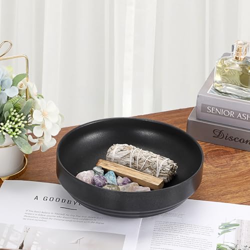 Stainless Steel Bowl Decorative Key Bowl Serving Bowl for Snack Fruit Dish Round Key Dish for Entryway Table Coffee Table Kitchen Counter, 8.3 Inches - color: Black, size: 8.3 Inches