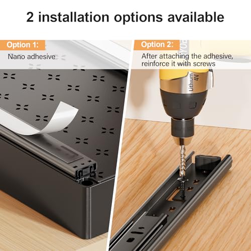 Delamu 3 Pack Pull Out Cabinet Organizer, 15.7" Deep Pull Out Drawers for Cabinets, Slide Out Drawers for Kitchen Cabinets, Bathroom Cabinet Organizer, Pantry (Black) - color: Black