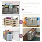 Dual-Purpose Bedside Caddy Organizer Hanging Storage Bag Dorm Storage for Home, Dorm, Bunk, Hospital Beds, Bed Caddy Holder with 6 Pockets for Magazines, Books, Phones, Remotes, Bottles