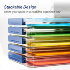 CATOOMUU Clear Portable Slim Project Case 9 X 13 Plastic Storage File Box For Letter A4 Paper Photo Documents Scrapbook, 3 Count - color: Small-Blue