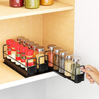 SpaceAid Pull Out Spice Rack Organizer for Cabinet, Heavy Duty Slide Out Seasoning Kitchen Organizer, Cabinet Organizer, with Labels, 7.7" W x10.75 D x4 H, 3 Drawers 1-Tier - style: Three 2"W Drawers, 1-Tier