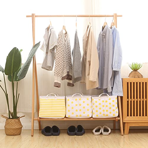 Sea Team 2-Pack Collapsible Canvas Fabric Storage Basket with Handles, Rectangle Waterproof Storage Bin, Box, Cube, Foldable Shelf Basket, Closet Organizer, 16.5 x 11.8 x 9.8 Inches, Yellow Stripe - color: Stripe/Yellow, size: 16.5 Inch (Pack of 2)