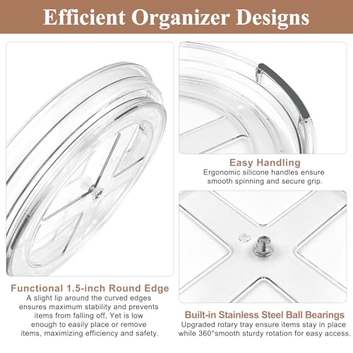 Clear Lazy Susan Organizer Turntable for Cabinet Table Top, 9.25 Inch 4 Pack 360 Rotating Spinning Makeup Organizer for Vanity, Kitchen Storage Rack Heavy-Duty Pantry Spices Tray Countertop Organizer - size: 9.25 inch 4 Pack