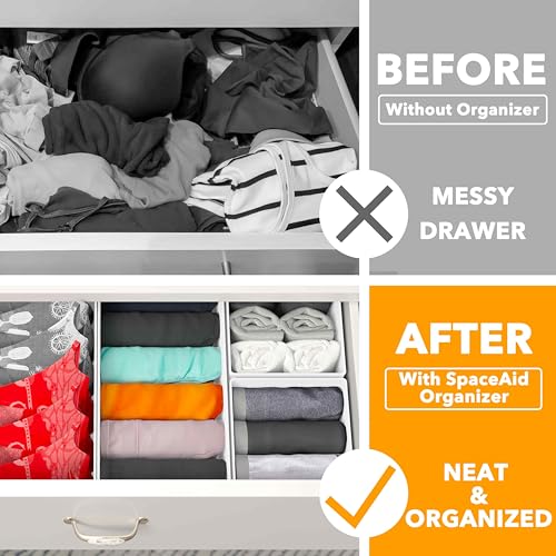 SpaceAid Drawer Organizer Clothes, 12 Pack Dresser Organizer Bins for Nursery, Closet Organization and Storage Dividers for Clothing, Baby Clothes, Underwears, Socks (White) - color: White, size: 12 Pack