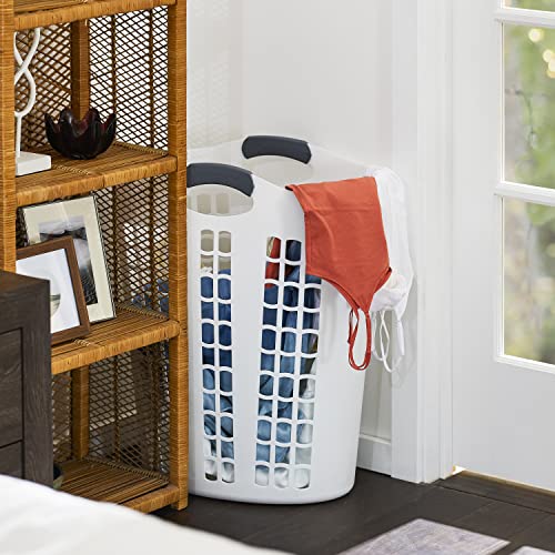 Gracious Living Easy Carry Flex Hamper, Large 87.5 Liter Lightweight Plastic Ventilated Laundry Basket Clothes Bin with Handles, White (2 Pack) - size: 2 Pack