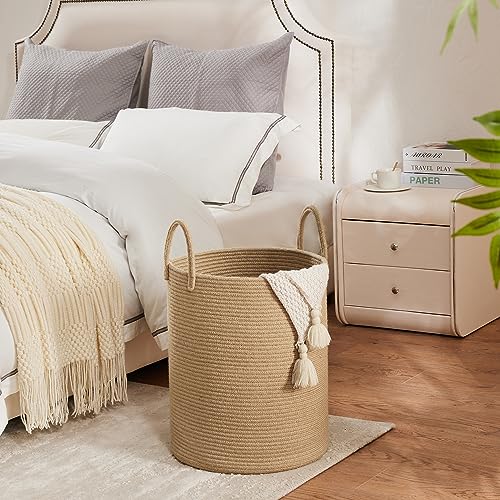 YOUDENOVA Cotton Laundry Hamper, 72L - Woven Collapsible Basket - Jute Brown - color: Jute Brown, size: 72L