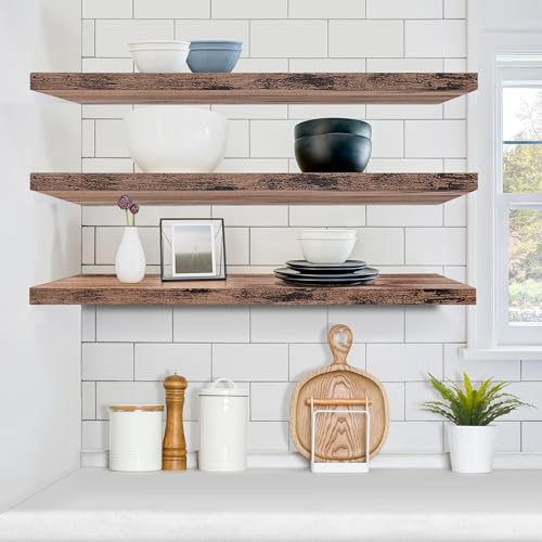 Sorbus Floating Shelves for Wall - 48 Inch Long Bathroom Shelves, Wall Decor for Bedroom, Kitchen, Living Room & Book Storage - Mounted Floating Shelf with Invisible Brackets (Mahogany, 2 Pack) - color: Mahogany, size: 48 Inch, style: 2 Pack