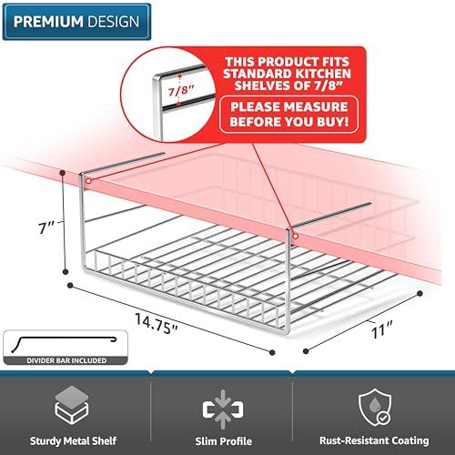 Sorbus Under Cabinet Can Organizer – Rolling Dispenser Rack for Canned Goods and Fruits, Fits Cabinets with 7/8" Thickness, Wire Shelf for Efficient Kitchen and Pantry Storage - color: Silver, size: 1 Pack