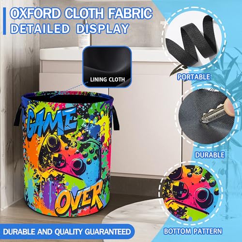 Game Joystick Laundry Basket Gamepad Oxford Cloth Laundry Hamper Funny With Handle Foldable Portable Clothes Storage Basket 18.9 X 16.5 In Storage Bag For Laundry Room/Bathroom/Bedroom/Dormitories - color: Game Joystick