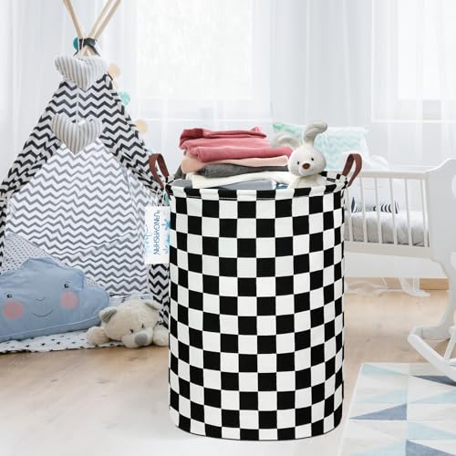 LANGYASHAN Laundry Basket Canvas Fabric Collapsible Organizer Basket for Storage Bin Toy Bins Gift Baskets Bedroom Clothes Children Nursery Hamper (Racing flag) - color: Racing flag