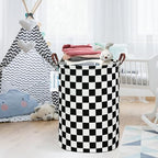 LANGYASHAN Laundry Basket Canvas Fabric Collapsible Organizer Basket for Storage Bin Toy Bins Gift Baskets Bedroom Clothes Children Nursery Hamper (Racing flag) - color: Racing flag