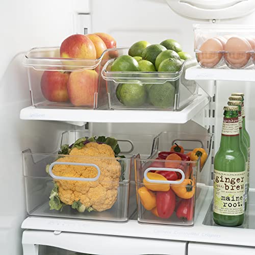 Oggi Cabinet/Drawer High Wall Storage Bin - 14" x 5", Clear/Gray, Ideal for Kitchen Organization, Pantry Storage, Fridge Organizing - Set of 6 - size: 14" x 5" - Tall (set of 6)