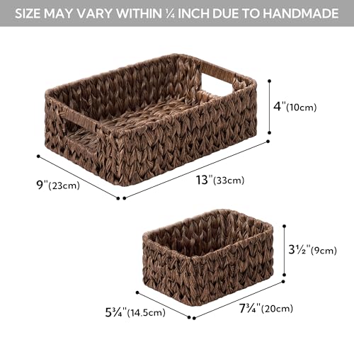 GRANNY SAYS Wicker Baskets for Organizing, Nesting Storage Baskets for Shelves, 1 Large and 2 Small Wicker Baskets Waterproof, Dark Brown, 3-Pack - color: Brown, size: 13"L x 9"W x 4"H + 2x 7¾"L x 5¾"W x 3½"H