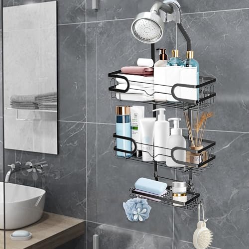 Shower Caddy Hanging, Shower Caddy Hanging Bathroom Shower Organizer, Long Bathroom Shower Organizer Hanger Rack with Hooks,Soap Holder - size: Bathroom Organizer 1