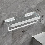 VOLPONE Bathroom Shelves Wall Mounted 2 Tier Glass Floating Shelf - Tempered Glass Wall Organizer (White) - color: White(rectangular)