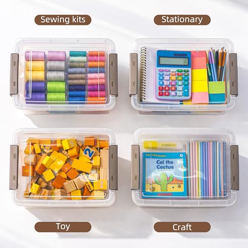 Citylife 3 PCS Plastic Storage Bins with Latching Lids Portable Project Case Clear File Box Stackable Storage Containers for Organizing B5 Paper, Photo, Document, Scrapbook - size: 3.3QT, style: 3 PCS