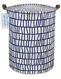 LANGYASHAN Laundry Basket Canvas Fabric Collapsible Organizer Basket for Storage Bin Toy Bins Gift Baskets Bedroom Clothes Children Nursery Hamper (Blue Stripes) - color: Blue Stripes