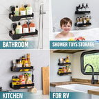 TAILI Shower Caddy Suction Cup 2 Pack,Stainless Steel Rustproof Shower Shelves,No Drilling Wall Mounted Basket,Large Capacity,Removable Suction Cup Bathroom Organizers & Home Decor,Black - style: 2xBlack