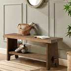 HOKYHOKY Solid Wood Entryway Bench - 43.3" Farmhouse Long Storage Bench, Rustic Narrow Bench Seat for Indoor, Entryway, Dining Room, Living Room and Hallway, Brown - size: 43.3"