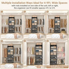 Aheaplus Closet System Set of 2, 4-9Ft Wood Closet Organizer with 8 Drawers & Shelves, Closet Organizer System with 8 Hanging Rods, Walk-in Closets Organizer Wardrobe Closet Rack, Black Oak - color: Black Oak-2Sets