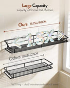 Orimade Adhesive Bathroom Shelf Organizer Shower Caddy Storage Basket Kitchen Spice Rack No Drilling SUS304 Stainless Steel Rustproof, 15.75 inch, Black - color: Black