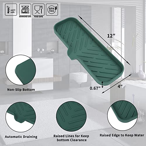 MicoYang Silicone Bathroom Soap Dishes with Drain Spout-Bathroom and Kitchen Sink Organizer,Sponge Holder,Dish Soap Tray,Perfect for Dispenser,Scrubber,Bottle,Cup on Sink or Counter-Green 12"×4" - color: Green, size: L(12"×4")