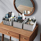 VERONLY Cosmetic Storage Bins Makeup Organizer, Adjustable Multifunction Storage Box Desk Drawer Divider for Makeup Brushes, Bathroom Countertop or Dresser, Set of 3 (Grey) - style: Tree Branch Pattern 3PC