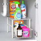 Simple Houseware Stackable Under Sink Cabinet Sliding Basket Organizer Drawer, White - color: White