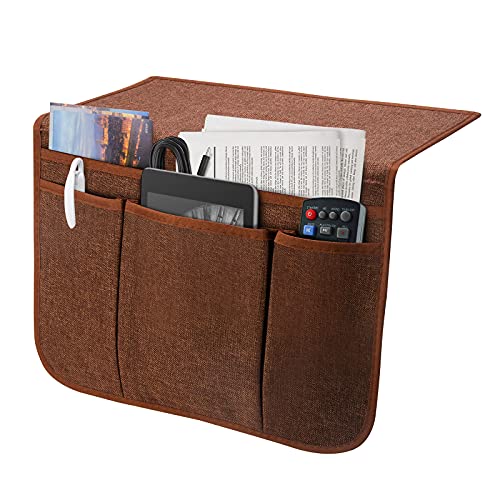 Bedside Caddy Bedside Storage Organizer Magazine Phone Tablet iPad Remote Holder, Organizer Caddy for Home College Dorm Bed, Sofa, Bunk Bed (Chocolate) - color: Chocolate