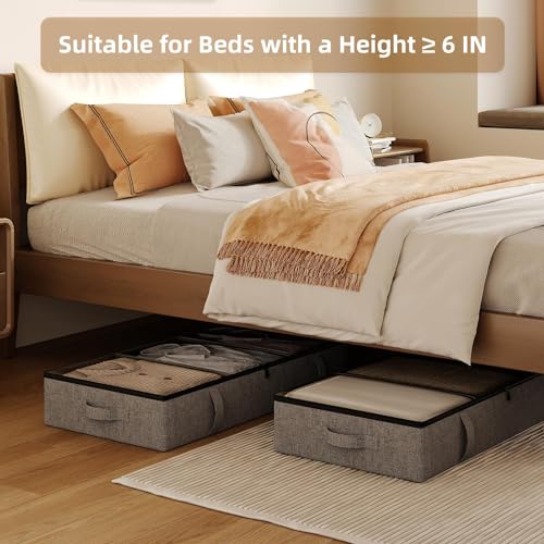 Vailando Storage Containers, 6 Inches Tall 60L Underbed Storage Bins with Dividers & Sturdy Handles & Reinforced Sidewalls, Closet Organizer for Clothes, Blankets, Seasonal Items, Dark Gray, 2-Pack - color: Removable Dividers, size: 6 Inches Tall
