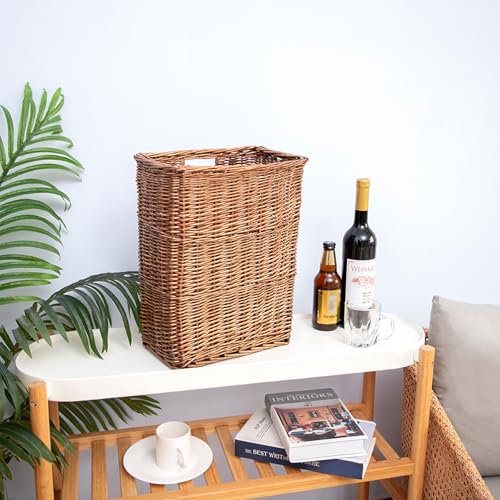 Storage Basket, 20L Slim Wicker Laundry Basket for Bedroom, Bathroom - Brown