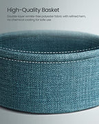 VASAGLE LILEA Collection - Small Round Side End Table, Modern Nightstand with Fabric Basket, Ebony Black and Turquoise Blue ULET223B56 - color: Ebony Black + Turquoise Blue, size: Round + 1 pack