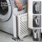Plastic Collapsible Hanging Laundry Baskets with Carry Handle, Space-Saving Wall Hanging Laundry Basket Durable Tall Folding Plastic Laundry Hamper Waterproof Dirty Clothes Organizer XL+L - size: XL and L Set