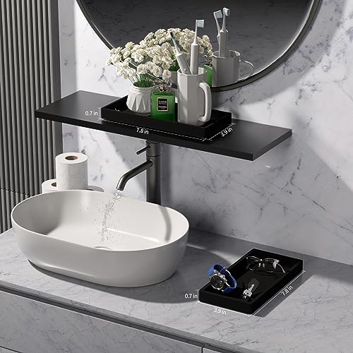 BBK Bathroom Vanity Tray 7.8 in - 2 Pack(Small) Silicone Bathroom Tray for Counter, Perfume Key Trinket Ring Tray, Decor Soap Dispenser Countertop Tray for Kitchen Sink Organization (Black) - color: Black (2-pack Small)