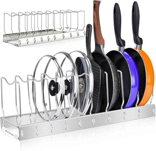 2Pack Lid Organizer Pot Lid Organizer Detachable and Adjustable Pots and Pans Organizer for Kitchen Cabinet Storage for Pots and Pans, Cutting Boards, Cooking Utensils - size: 2 Pack