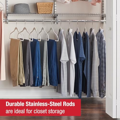 Rubbermaid Configurations Deluxe Custom Closet Kit 4-8 Ft. Adjustable Metal Wire Shelving Titanium Finish Expandable Organization System Hardware Included for Home Closet/Pantry/Laundry/Mudroom - color: Titanium, size: 4-8 Feet